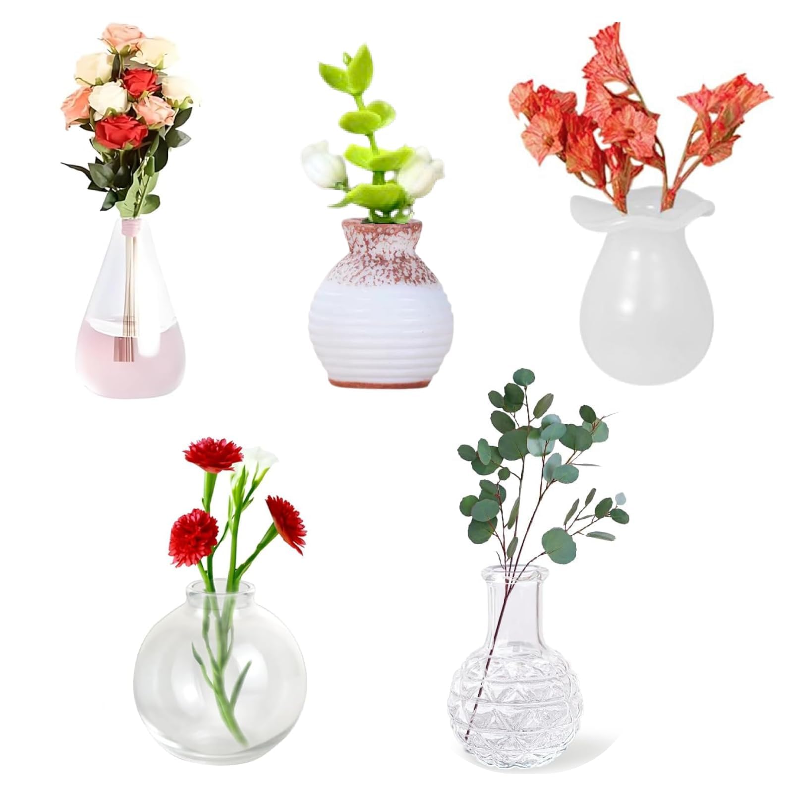 Photo 1 of ?5PCS cute Mini Vase Magnets for Fridge, Plant Vases Refrigerator Magnets Cute, Tiny Magnetic Vases Decorative, Small Fridge Accessories Kitchen,Magnetic Refrigerator Decor for Kitchen, Office, Locker