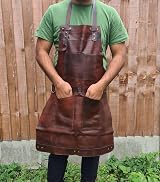 Leathershire Dark Brown Full Grain Leather Work Apron - Butcher Cook BBQ view 5