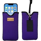 Tainada Men Women Neoprene Shockproof Cell Phone Sleeve Pouch Carrying Case with Neck Lanyard, Belt Loop Holster for iPhone 17/16 Pro Max, Air, 16 Plus, 16e, Samsung S25+, S24, A56, Z Fold7 (Purple)