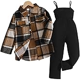 Toddler Girl Clothes Plaid Long Sleeve Button Down Shirt Corduroy Overall Jumpsuit Girls Fall Winter Outfit Set