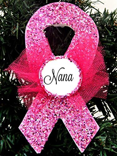 Breast Cancer Awareness Pink Ribbon Christmas Ornament - Cancer Ornament - Awareness Ribbon - Personalized - Monogram