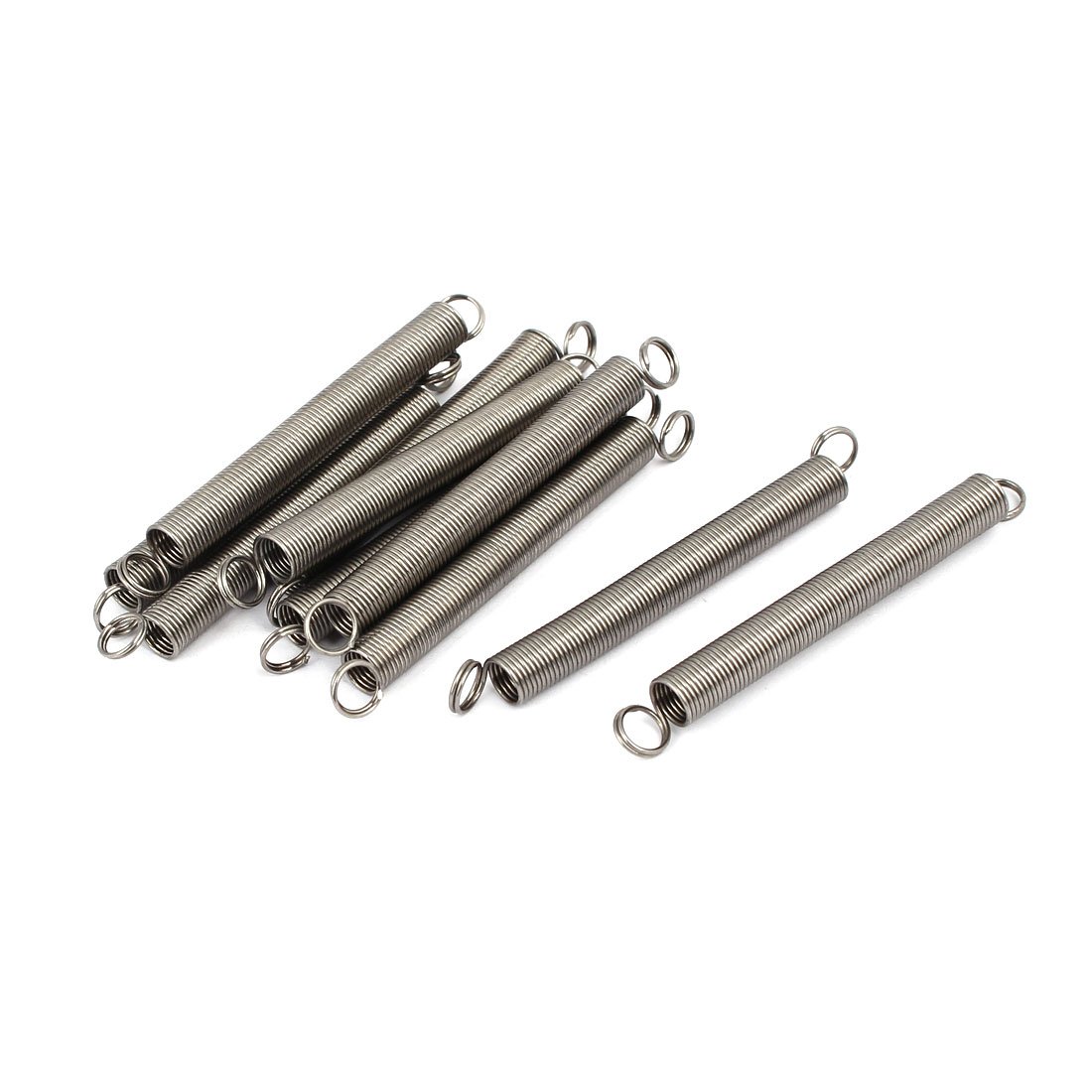 sourcingmap 0.6mmx6mmx60mm 304 Stainless Steel Tension Springs Silver Tone 10pcs