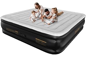 DIVON King Size Air Mattress with Built in Pump Raised,18’’King Air Mattress with Wave Pattern,Blow Up Mattress in 3 Mins,Self Inflatable Mattress for Camping,Floor&Travel,Portable Air Bed for Adults
