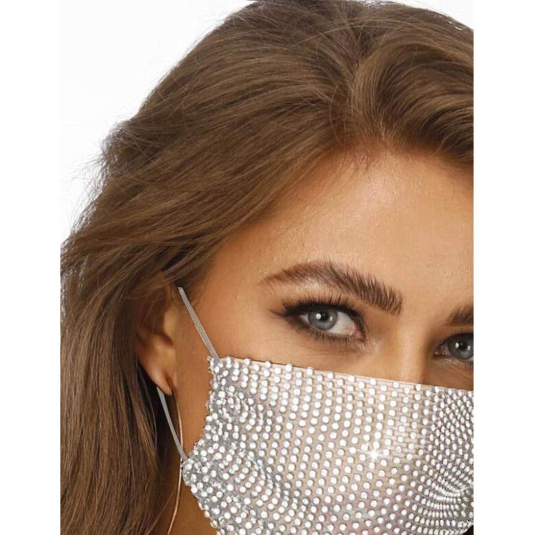 Barode Sparkly Rhinestone Mesh Mask Crystal Colorful Masquerade Ball Party Nightclub Face Masks Venetian Mardi Gras Jewelry for Women and Girls
