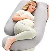 Momcozy Pregnancy Pillows for Sleeping, U Shaped Full Body Pillow for Pregnancy Women with Removable Jersey Cotton Cover, 57 