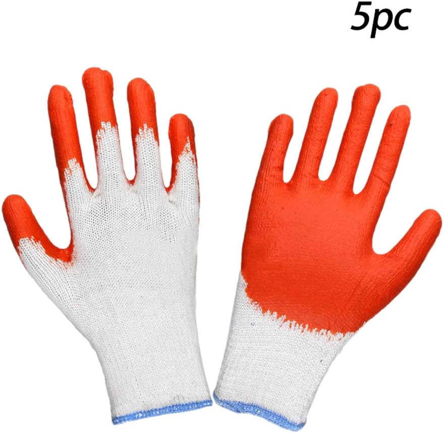 5 Pair 3D Nitrile Coated Work Gloves Palm Knit Gloves Cotton-lining NitrileGardening and Work Gloves Construction Builder Gloves Safety Gloves Multipurpose Unisex Elastic Material Onesize