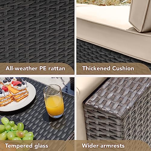 Devoko Patio Furniture Sets 6 Pieces Outdoor Sectional Rattan Sofa