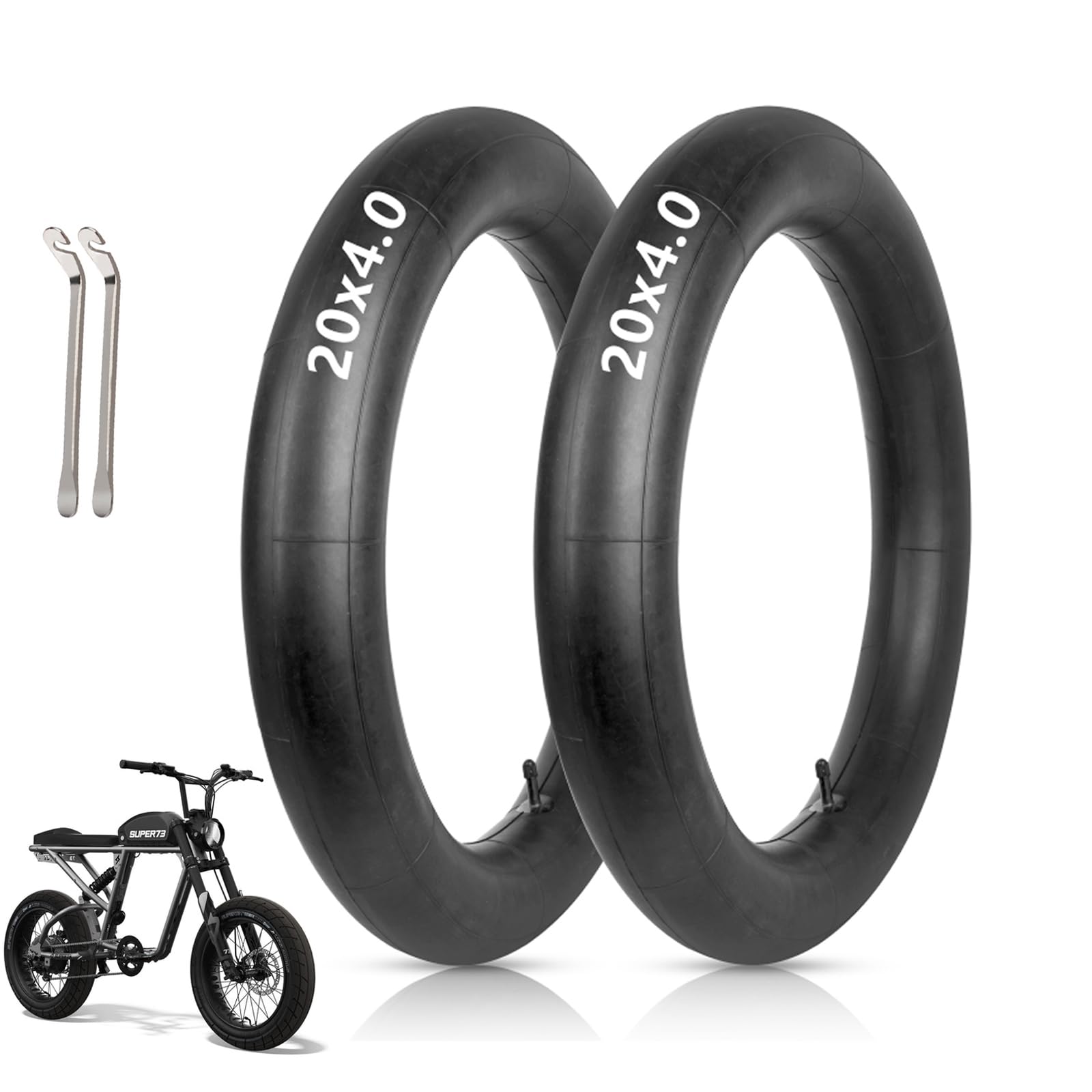 YHTSPORT 2 Pack Fat Bike Inner Tubes 20x4.0, 20" Schrader Valve, Black, Fat Bike, Mountain Bike