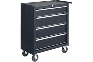 Winado 4-Drawer Tool Chest with Wheels & Lock & Key, Heavy Duty Cart Rolling Tool Box on Wheels, Metal Storage Cabinet, Rolling Tool Cart with Drawers for Garage, Warehouse & Repair Shop