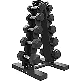 Canverse Fitness 150lbs Rubber coated Dumbbells set with Rack for Home Gym Strength Training and Fitness