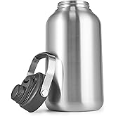 One Gallon Water Bottle, 128oz Stainless Steel Insulated Water Bottle For Hot & Cold Drinks, BPA-Free, Wide Mouth, Leak-Proof Big Water Jug With Handle For Sports, Travel, Hinking & Camping, Silver