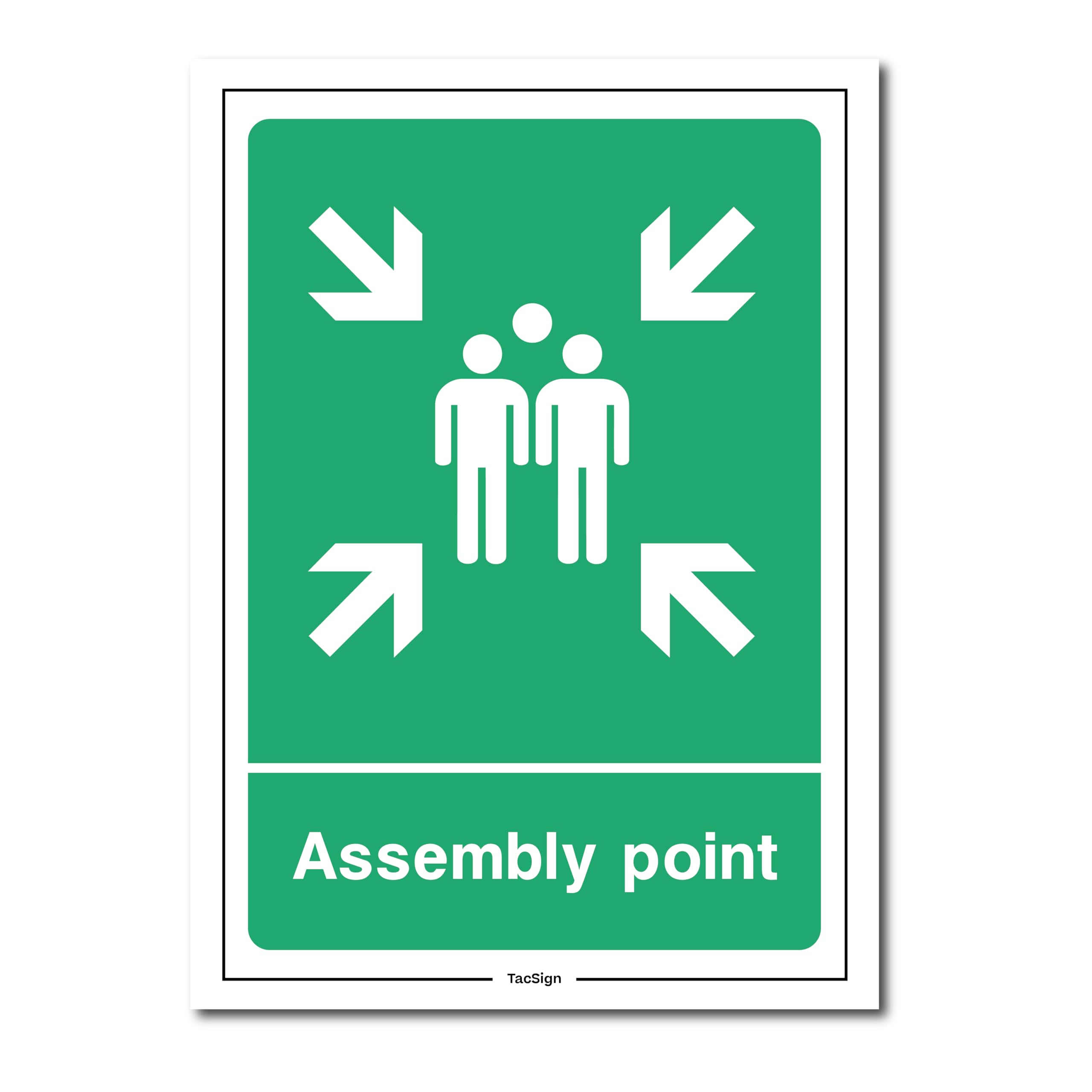 Fire Assembly Point Rigid Sign With Family Sign - Portrait - 290mm x 270mm - 3mm Rigid Plastic