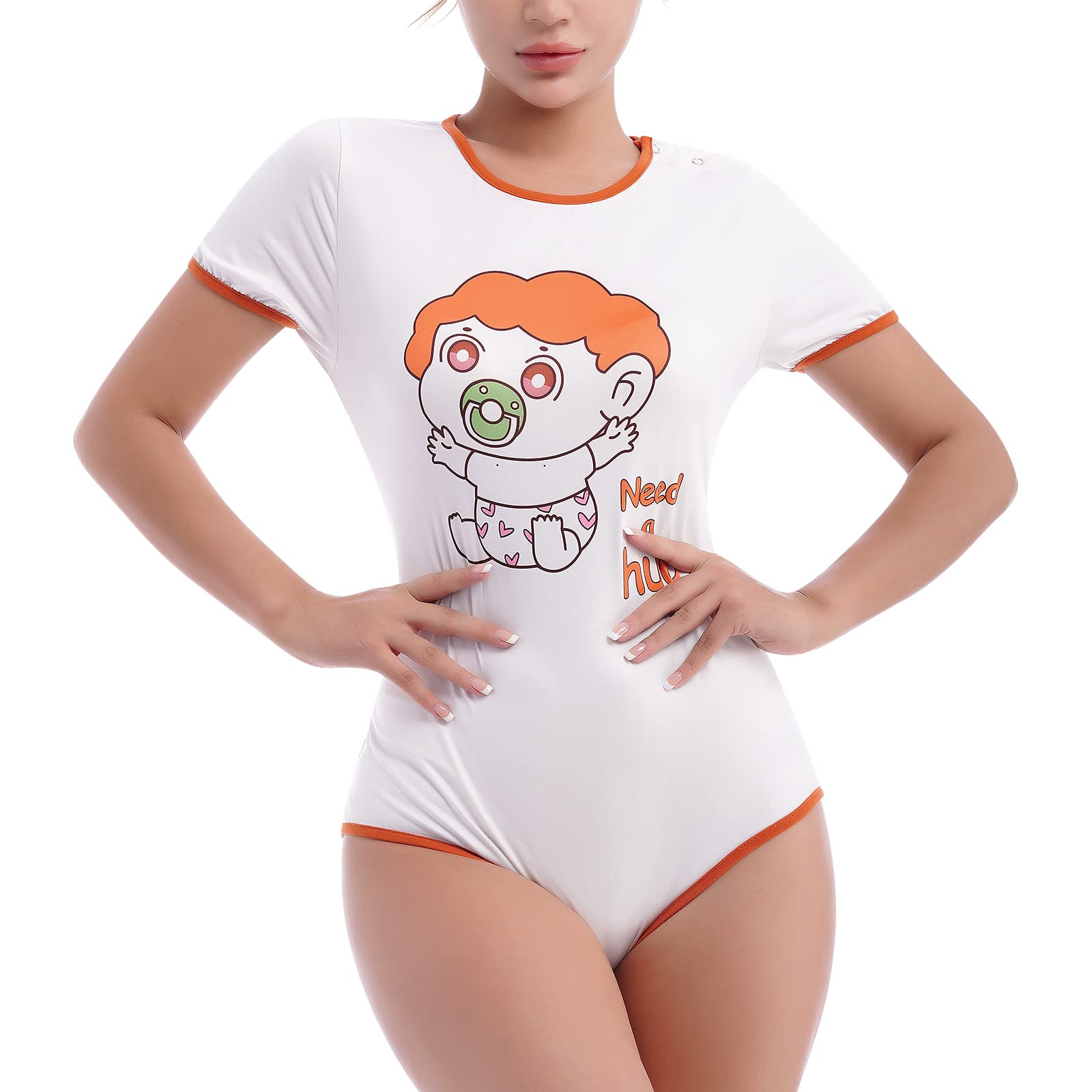 Sexy Pajamas For Women Short Sleeve Button Crotch