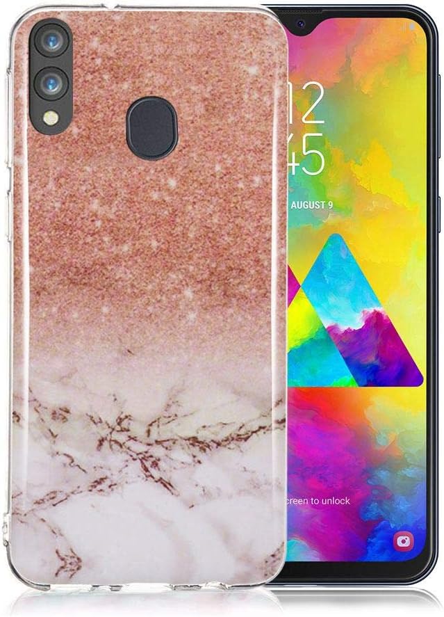 Marble Phone Case for Samsung Galaxy M20, Silicone Case Marble Pattern Ultra Slim Transparent Slim-Fit Anti-Scratch Shock Proof TPU Soft Gel Case Cover Bumper Protective Rubber Shell - Rose Gold