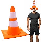 Yalikop Orange Traffic Cone Hat Halloween Construction Hat Funny Road Worker Unisex Halloween Costume Accessory Headwear for Adult Men Women Party Cosplay