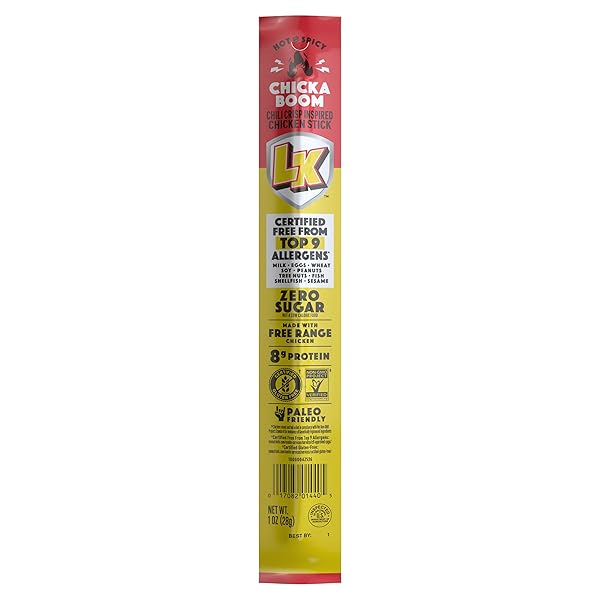 LORISSA’S KITCHEN PREMIUM FREE RANGE CHICKEN JERKY SNACK STICKS 1-PACK: CHICKA BOOM CHICKEN FLAVOR, 8G PROTEIN, CERTIFIED FREE FROM TOP 9 ALLERGENS, GLUTEN-FREE, NON-GMO, ZERO SUGAR, KETO, PALEO