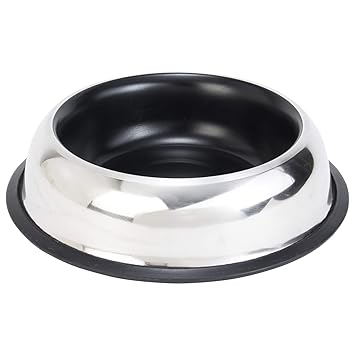 Choostix Dog and Cat Feeding Steel Bowl, Belly Style, Pantone Black Matte, Medium, 710 ml