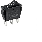 Uiivup 3 Position SPDT Rocker Switch | KCD3 3 Pin ON-Off-ON Black, AC 20A/125V 15A/250V Replacement Switch for Auto RV Boat Marine Household Equipment