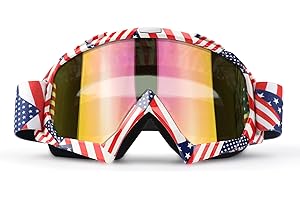 YOHOG ATV Goggles Dirt Bike Goggles Motorcycle Motocross Goggles For Men Women Riding Goggles MX Goggles Bike Powersports Goggles Adult Youth Kids UV400 Anti-Fog Scratch Windproof Dustproof Color Lens（Flag）