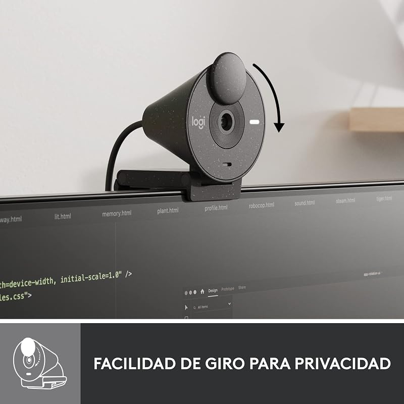 Webcam logitech brio 300 full hd, obturador de privacidade, microfone de redução de ruído, usb-c, certificação de zoom, microsoft teams, google meet, correção automática de luz, streaming - grafite