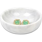 SIPARUI Jewelry Dish,Natural Marble Jewelry Dish,Trinket Tray,Ring Holder,Key Bowl,Unique Jewelry Tray for Home Decoration,Mother's Day,Birthday and Other Holiday Gifts(White Grey)