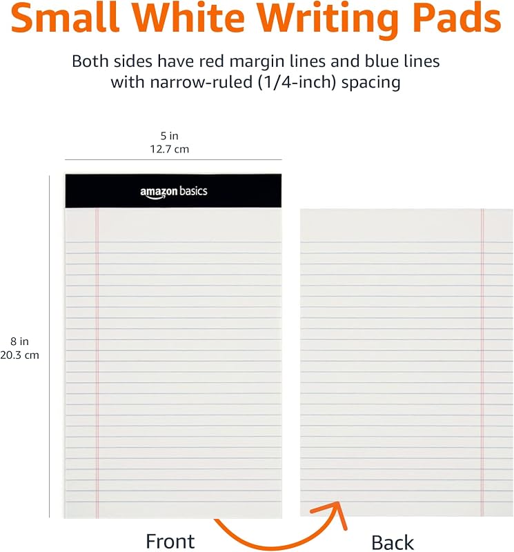 Legal/Wide Strisce, 50 fogli per cuscinetto, confezione da 12, formato A5 x 8-pollici, bianco
