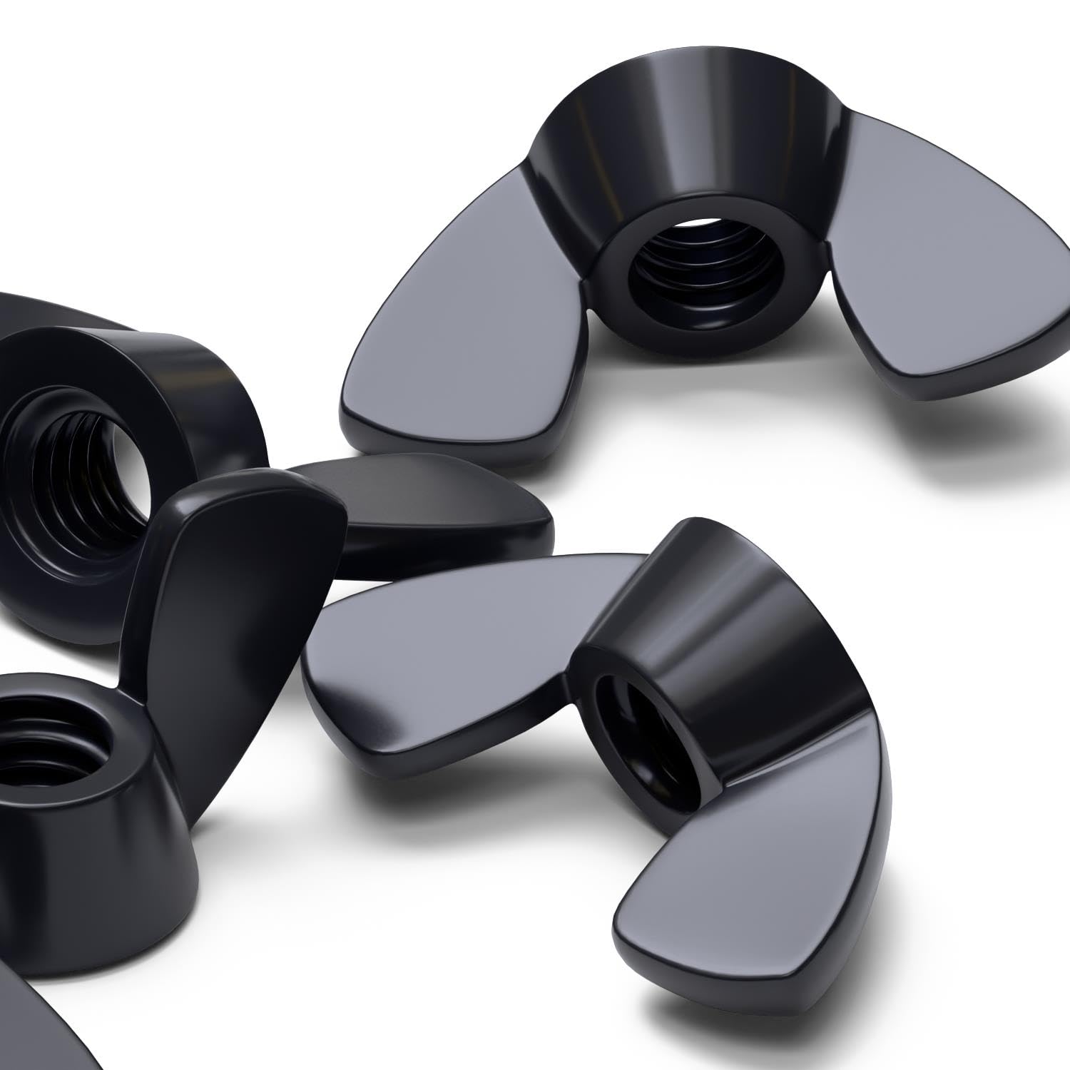Pack of 20 Black Plastic Acrylic M6 Butterfly, Wing Nuts-Acrylic Plastic Screws