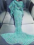 Handcrafted Mermaid Tail Blanket Crochet Knitting Sofa Blanket Rug Soft Sleeping Bag for Adult Teens (80.0