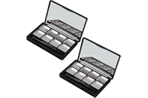 Fokmuaex 2 Pcs Empty Magnetic Eyeshadow Palette with Mirror, 8 Compartment Refillable Makeup Palette Case for Eyeshadow & Lip