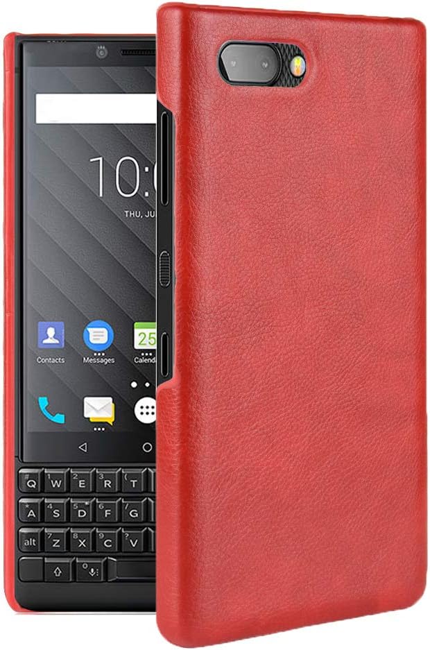 BlackBerry KEY2 Case, Vinve PU Leather Hard Slim Anti-Scratch Shockproof Cover PC Protective Hard Cover Phone PC Case for BlackBerry KEY2 (Red-1)