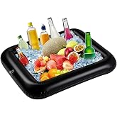 Inflatable Serving Bar, Ice Buffet Salad Serving Trays Food Drink Holder Cooler Containers Indoor Outdoor BBQ Picnic Pool Party Supplies (Black, 23.6 inches)