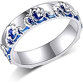 YFN Wave Rings 925 Sterling Silver Wave Rings Ocean Wave Jewelry for Women Girls Mens Beach Gifts