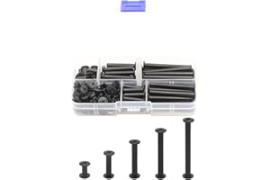 LBY 100pcs Chicago Screws Binding Screw Posts,M5 x 10/20/30/40/50mm Book Screws,Binding Barrels and Screws Assortment Kit, for Leather Saddles Purses Belt Repair, Electrophoretic Matt Black