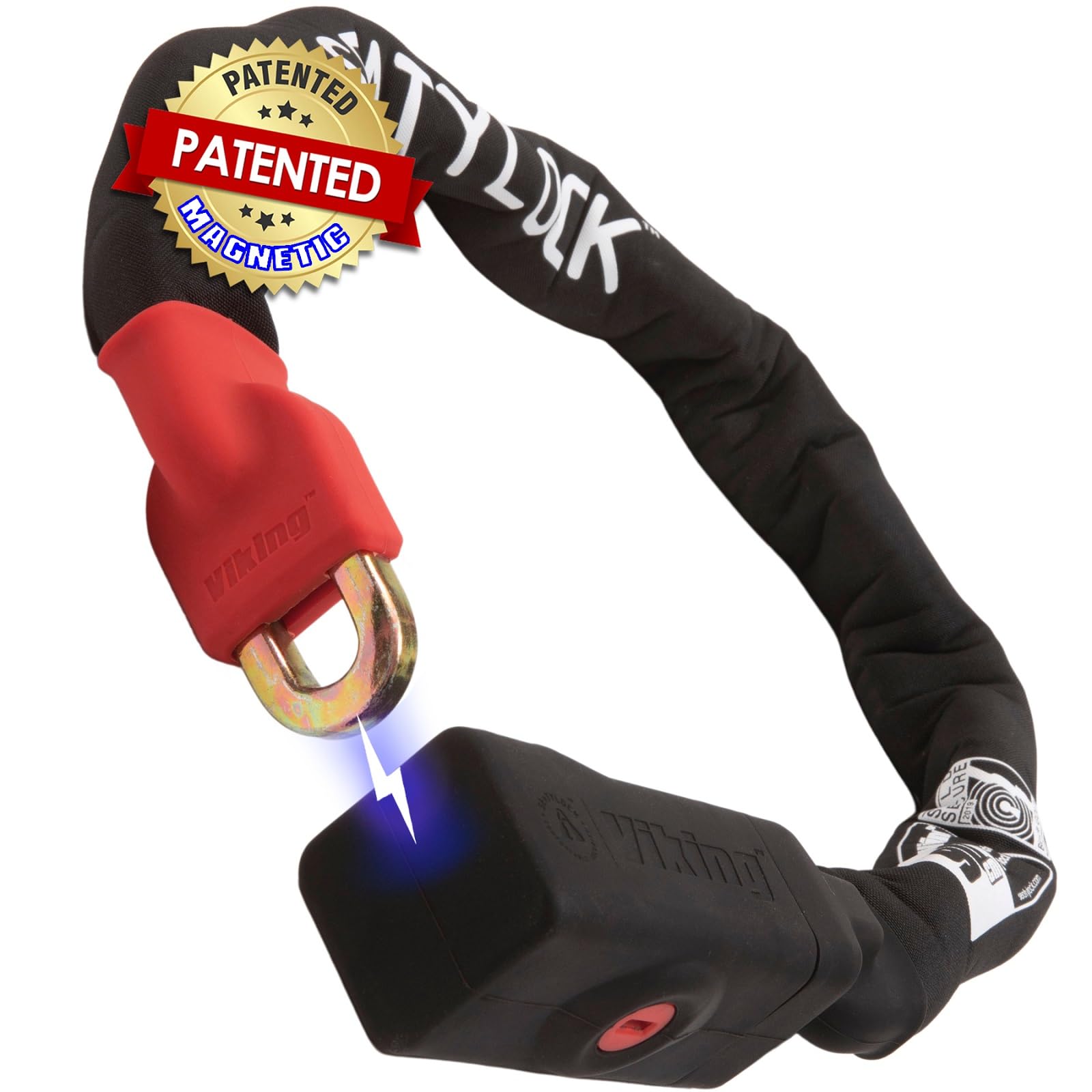 Seatylock Viking Bike Chain Lock with Key - Magnetic Patented Sold Secure Rated - Heavy Duty Anti Theft - Smart Ultra Security Bicycle Lock