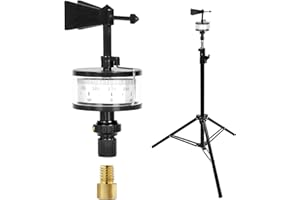 H HOLDPEAK Wind Vane with Bracket, HOLDPEAK Weather Station Wind Tester Anemometer for Measuring Wind Direction + 1.6M Triangle Bracket, Black