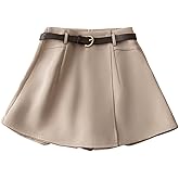 MakeMeChic Women's Belted Wide Leg Shorts Zip Back Summer Office Elegant Old Money Skorts