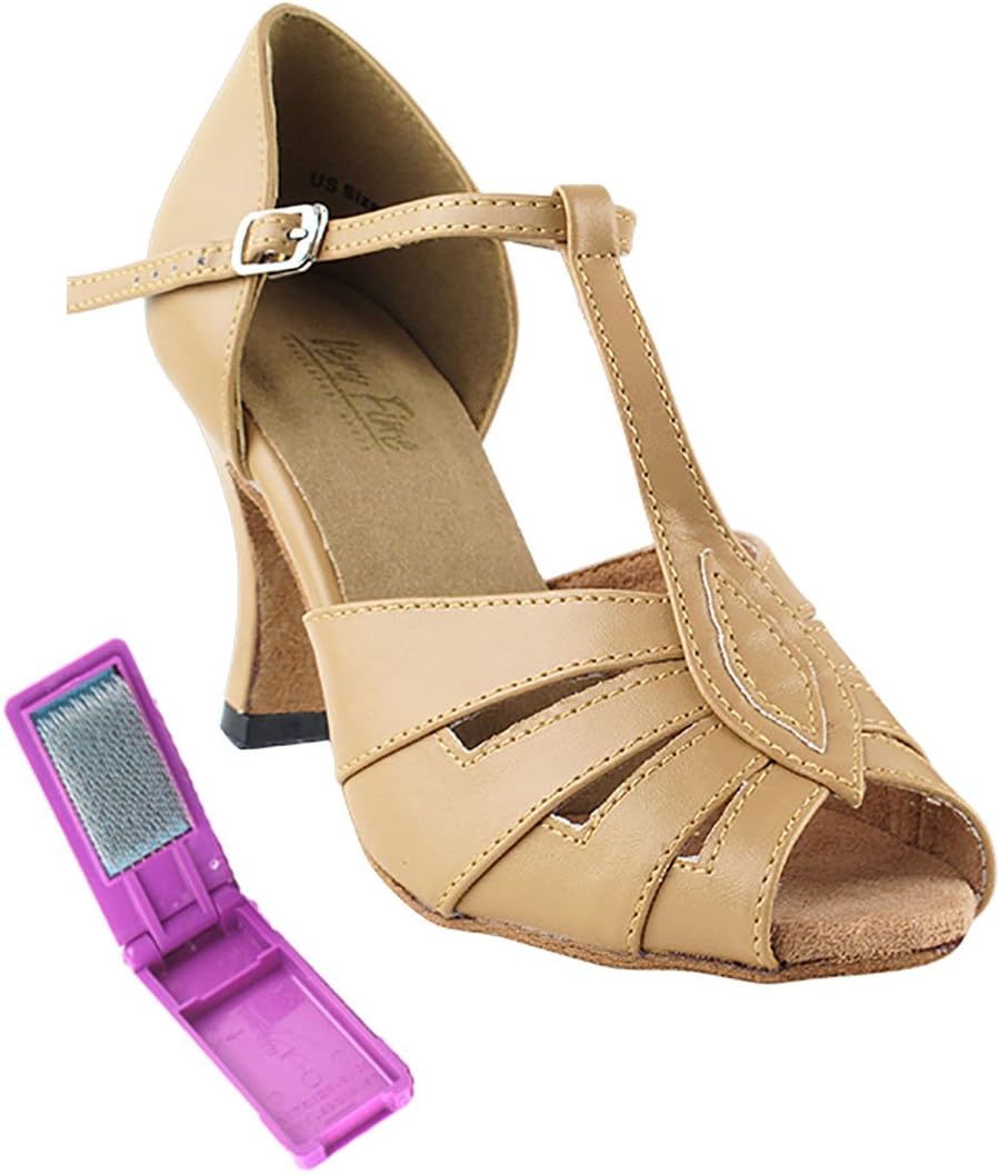 Very Fine Ballroom Latin Tango Salsa Dance Shoes for Women 2702 3-Inch Heel + Foldable Brush Bundle