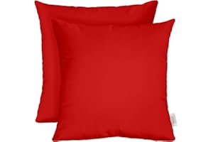 RSH DECOR: Sunbrella Square Throw Pillows Set of 2 | 24" x 24" | Water and Fade-Resistant Performance Fabric | Outdoor Pillow Covers with Down-Alternative Inserts | Canvas Jockey Red