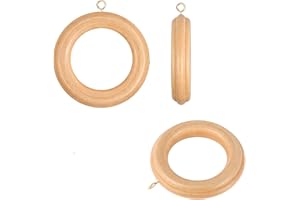 YRHROL 20 Pack Handmade Wooden Drapery Curtain Rod Rings 3 Inch Outer Diameter Nature Farmhouse Beech Wood Vintage Look,1.8 Inch Interior Diameter for 1-1.5 Inch Curtain Rod Pole
