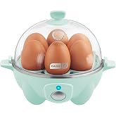Dash Rapid Egg Cooker, 7 Eggs, Hard Boiled, Poached &amp; Omelettes, Aqua | Electric Egg Poacher, Boiler, Steamer &amp; Omelette Maker, Soft, Medium or Scrambled Eggs, Auto Shut-Off, BPA-Free