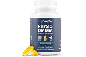 PhysioTru Physio Omega - Omega 3 Supplement - Sustainably Sourced - with DPA, EPA, and DHA - Burpless Fish Oil - 1 Pack