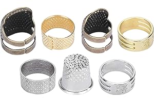 UKD Sewing Thimble Ring, 7Pcs Leather, Adjustable for Hand Sewing, Needlework Embroidery, Handwork