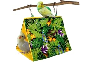KAMA BRIDAL Bird Nest Hanging Cage Tent for Small Pets Parrot Hammock Parakeet Myna Pigeon Parakeet Lovebird Nest Perch Stand Swing (M, Rainforest)