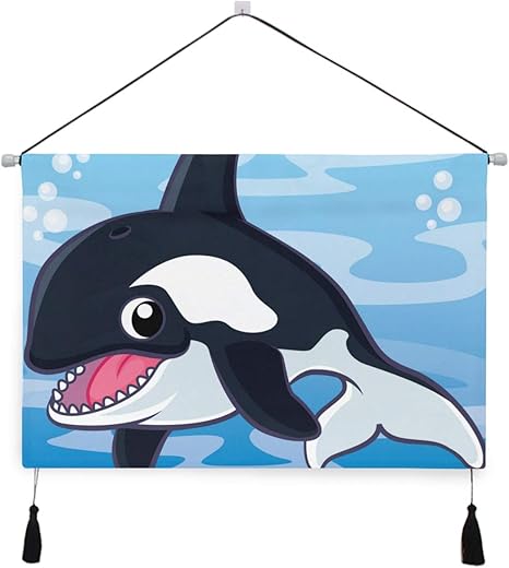 Amazon Co Jp Niesikkla タペストリー シャチ漫画かわいい動物 壁掛け おしゃれ インテリア モダン ポスター 絵画などに適用 ウォールアート モダン 装飾アート 多機能 個性プレゼント ホーム キッチン