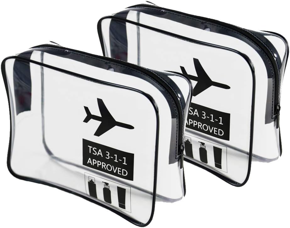 Clear Toiletry Bags TSA Approved Most Eco-Friendly TPU Material Travel Carry On Airport Airline Compliant Bag Quart Sized 3-1-1 Kit Travel Luggage Pouches Cosmetic Bag