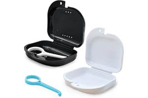2 Pcs Orthodontic Mouthguard Case Retainer Case with Vent Holes, Denture Holder Travel Mouth Guard Container Small for Invisa