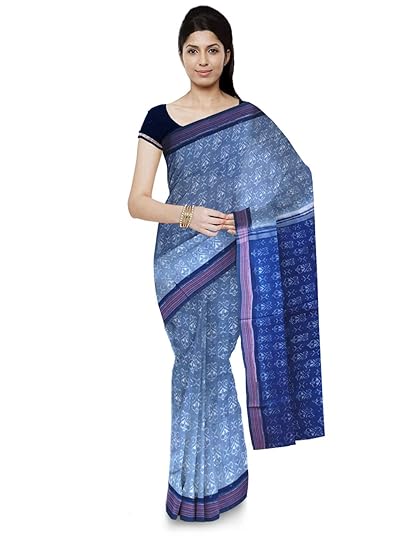 Odisha handloom Sambalpuri Handloom Womens Cotton Saree (Blue)