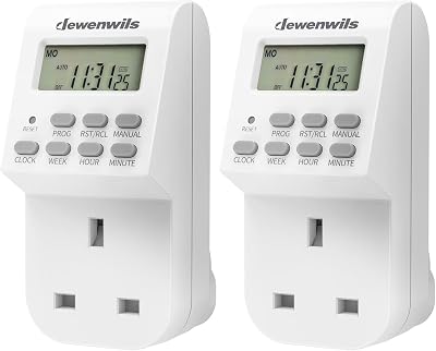 DEWENWILS Digital Lamp Timer Socket 20 On/Off Weekly Settings 13A 3200W 2 Pack