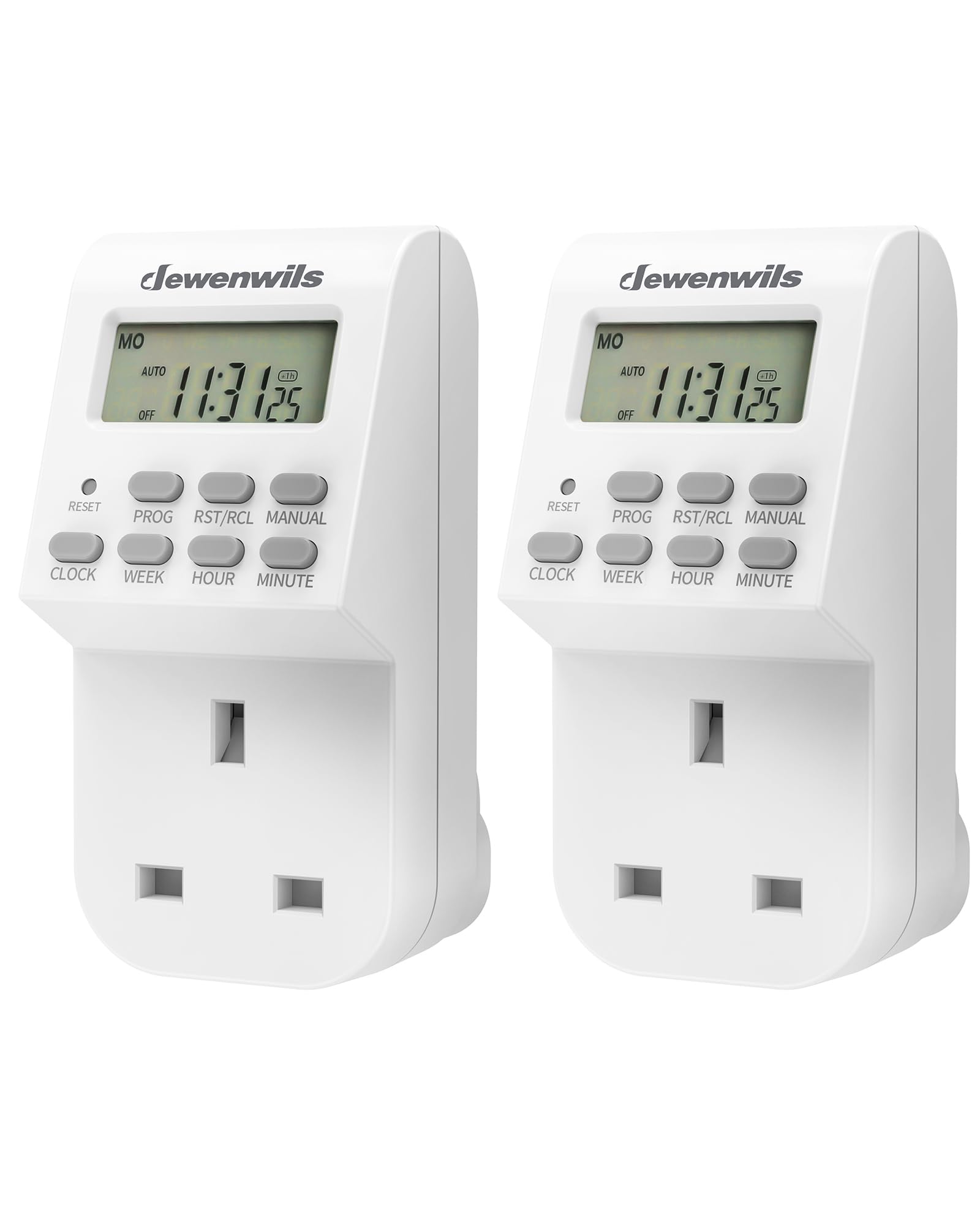 DEWENWILS Digital Lamp Timer Socket Plug, 20 ON/Off Weekly Settings Electrical Plug in Light Timer Switch for Christmas Light,Coffee Machine,Home Appliances (2 Pack,13A/3200W)