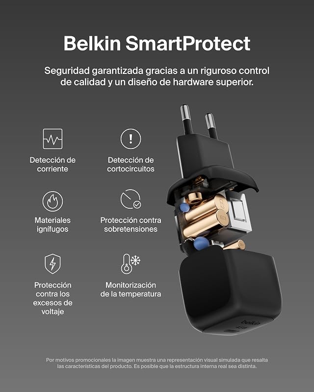 Carregador Rápido Compacto de 45W, Entrega de Energia USB-C para Apple iPhone 17, iPhone 16, Série iPhone 15, Samsung Galaxy S25, Pixel 10, iPad, AirPods e outros - Preto